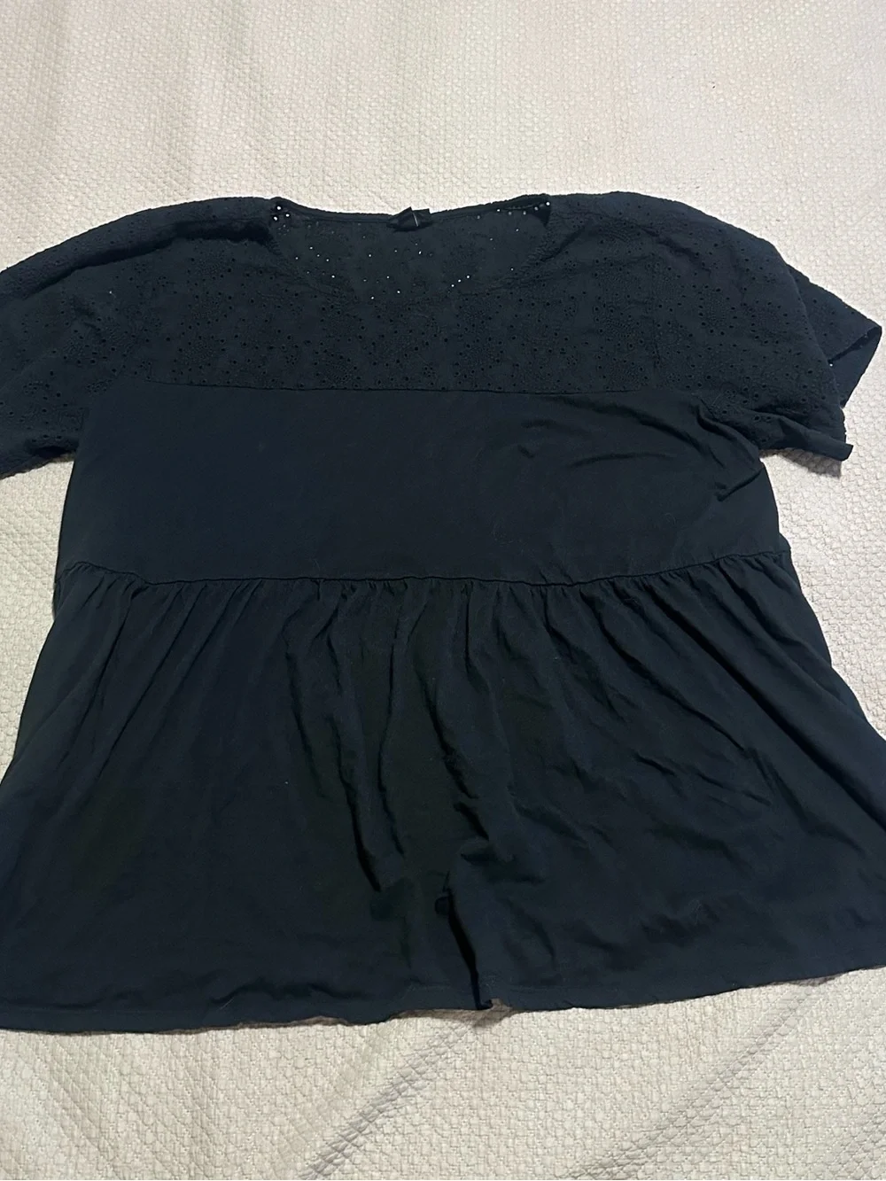 Women’s plus size 2 torrid Black Eyelet Yoke Babydoll Top